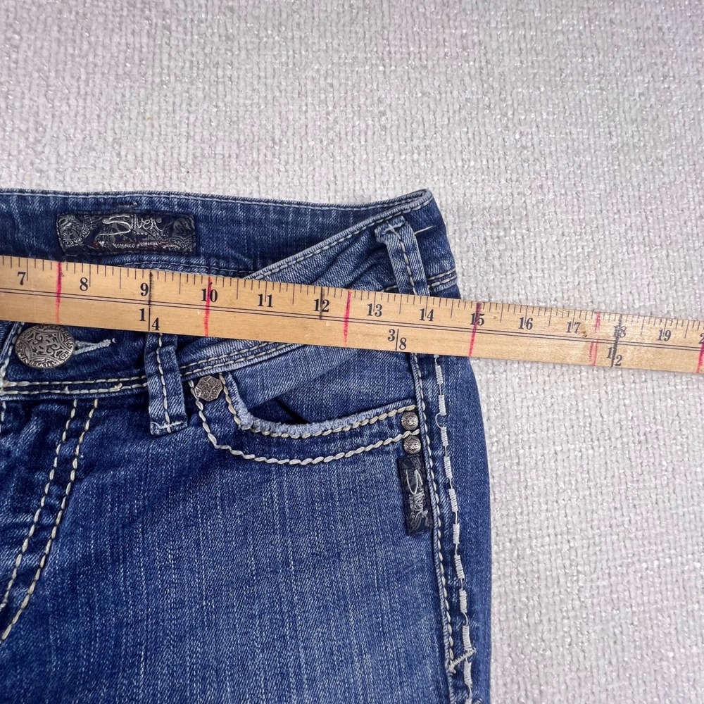 Silver Jeans Co Suki Mid Bootcut Jeans Dark Wash Contrast Stitch Blue Women 29 - Picture 3 of 10